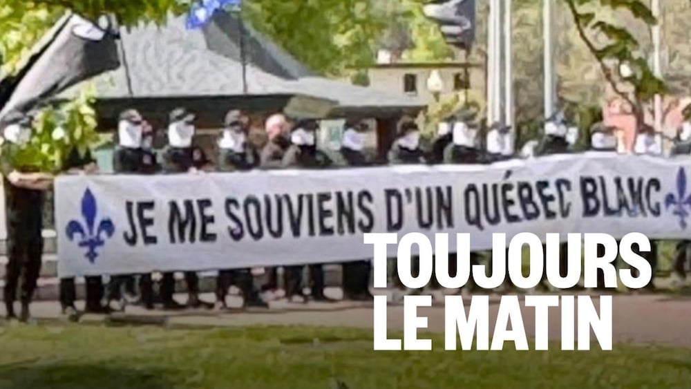 Une manifestation « Je me souviens d'un Québec blanc » à Shawinigan.