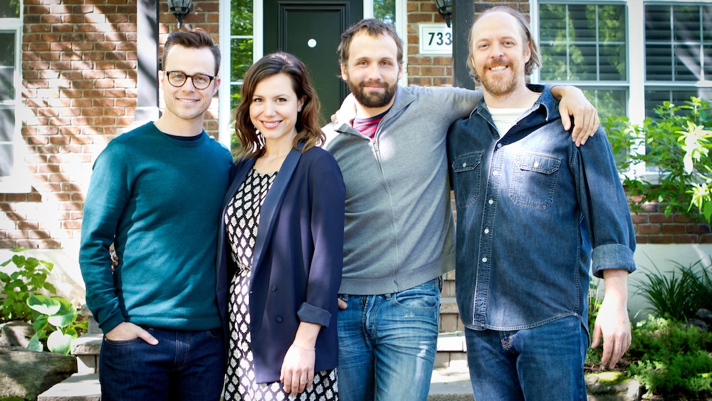 KOTV Les comédiens Louis Morissette, Magalie Lépine-Blondeau, Emile Proulx-Cloutier et Fabien Cloutier, de la série <em>Plan B</em>
