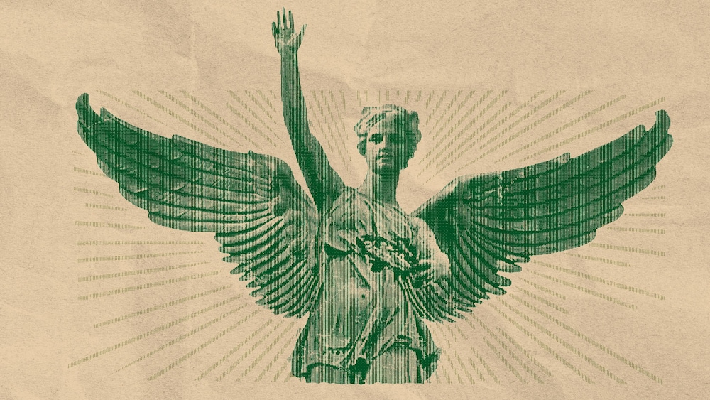 Groupe Phaneuf Sur l'affiche, un ange de face lève le bras bien haut.