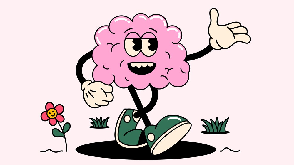 Illustration d'un cerveau qui se promène.