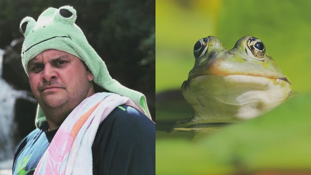 Duo photos : Phil Laprise et une grenouille.