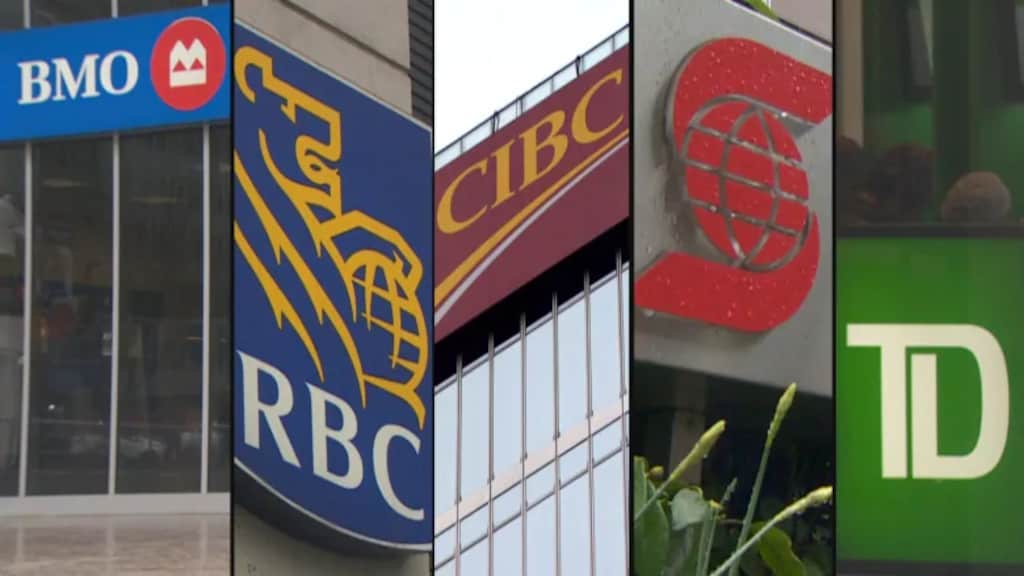 Logos de los cinco principales bancos canadienses.