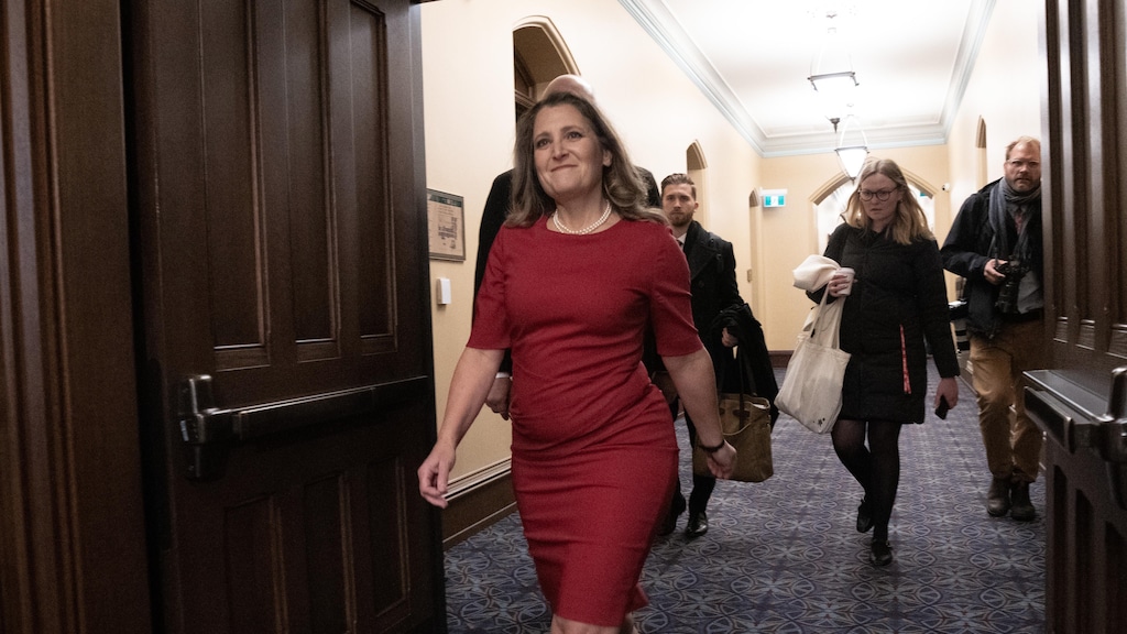chrystia freeland red dress Deputy Prime Minister and Minister of Finance Chrystia Freeland, with her  on-brand red dress and coffee, arrive to testify at the Emergencies Act  Inquiry in Ottawa.  for @reuters . . . #