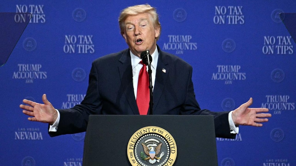 美国总统特朗普演讲。