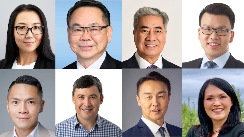 The election results of some ridings where the Chinese community concerned most.
From top left: Maggie Chi, Chak Au, Michael Ma and Vincent Ho. From bottom left: Wade Chang, Michael Chong, Joe Tay and Jenny Kwan.