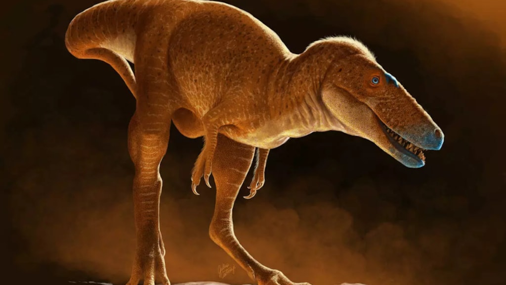 Khankhuuluu mongoliensis（蒙古龙太子）的艺术插图。