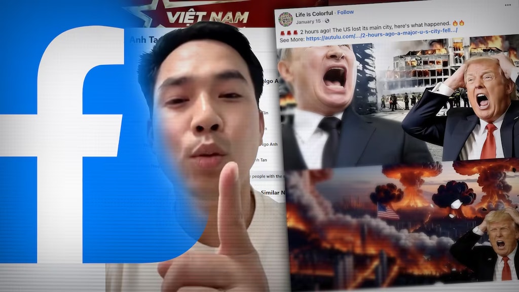 Facebook頁面、標志和一名男子。