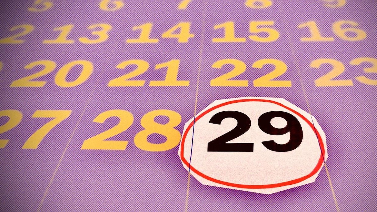 Un calendrier sur lequel on peut voir la date du 29 février encerclée.