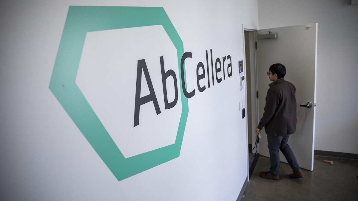 L'entrée des bureaux d'AbCellera à Vancouver, le 12 mars 2020.
