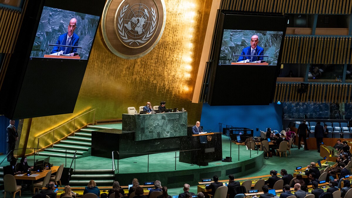 L'ambassadeur égyptien devant l'Assemblée générale de l'ONU.