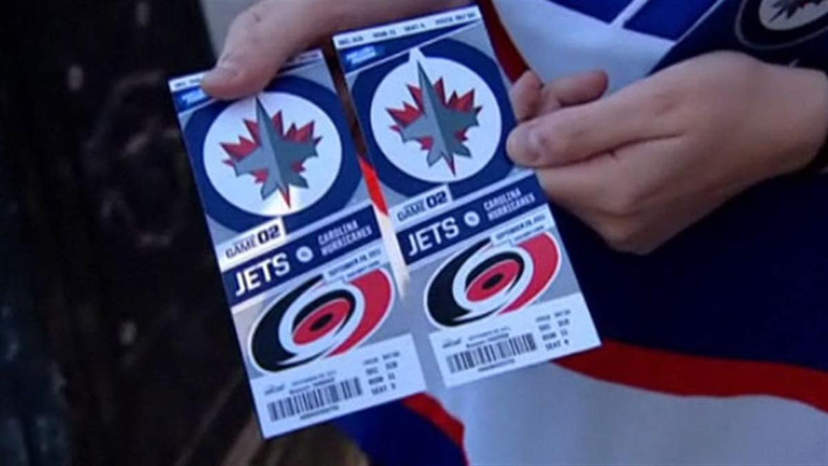 Des billets pour un match des Jets de Winnipeg.