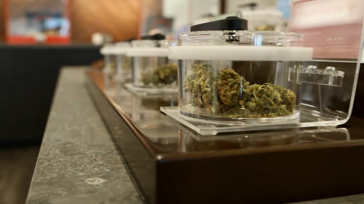 Des produits à base de cannabis sont exposés dans un magasin d'Ottawa en 2020. 
