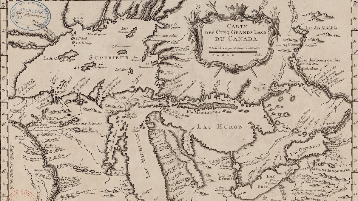 Cette carte de Bellin fut tracée de son bureau de Paris, en 1764.