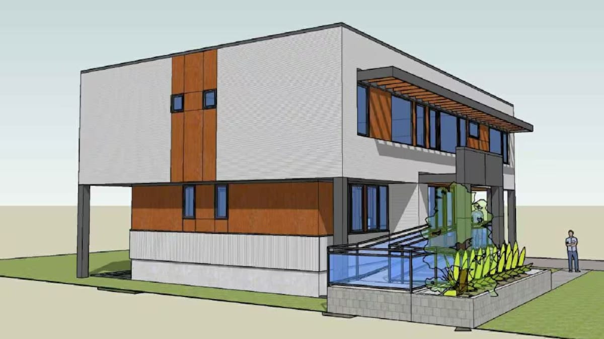 Le dessin d'une maison prévue pour le 2335, chemin Baseline, à l'emplacement d'un bungalow actuel près du Collège Algonquin.
