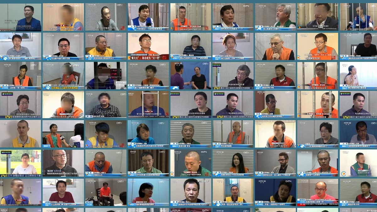 Une mosaïque d'images de victimes de confessions forcées.