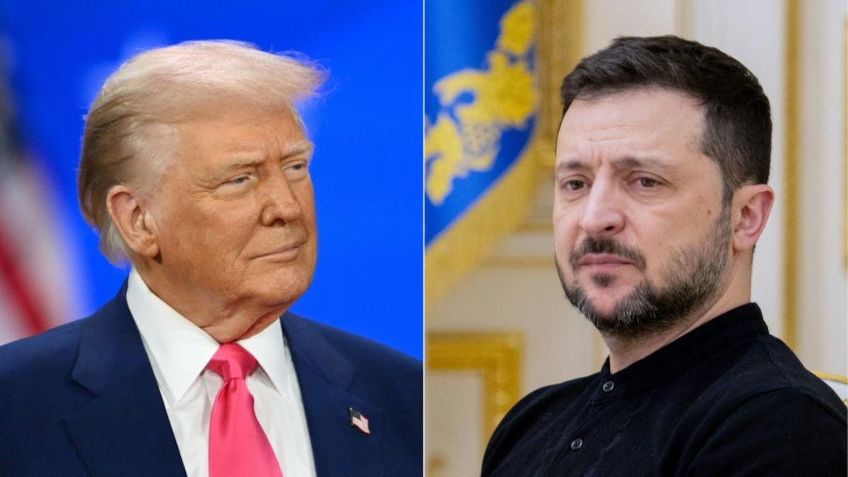 Montage montrant Donald Trump et Volodymyr Zelensky.