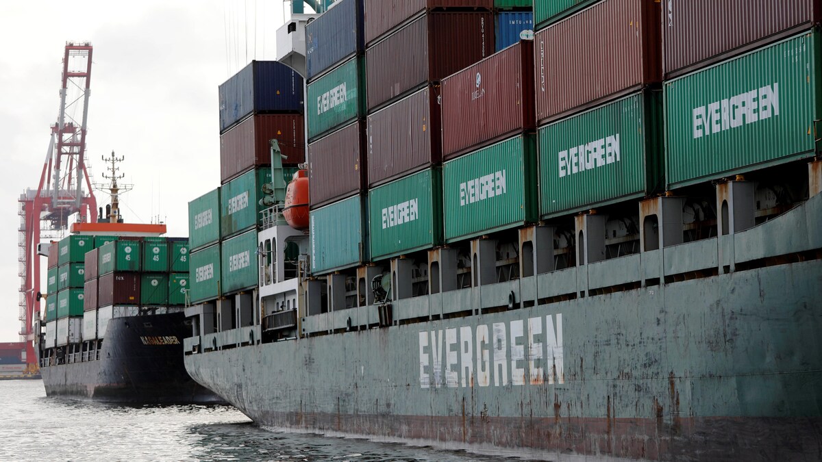 Un porte-conteneur du géant du transport maritime Evergreen.