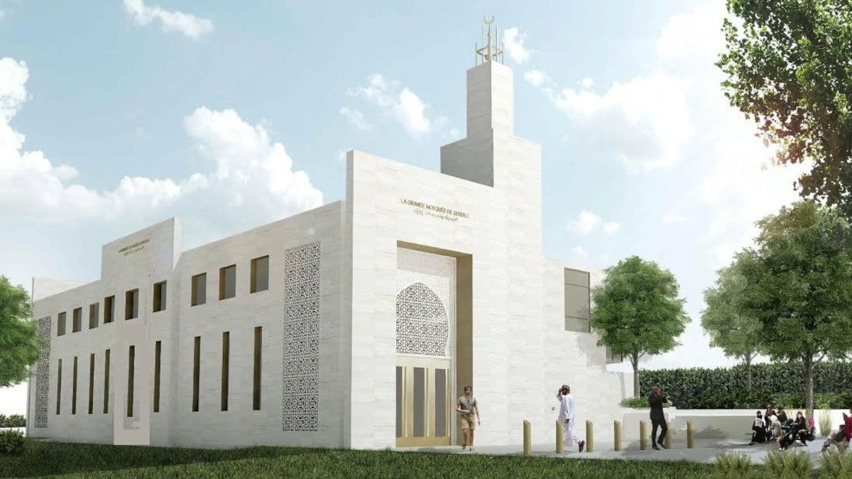 Croquis de la grande mosquée de Québec, une fois les travaux terminés