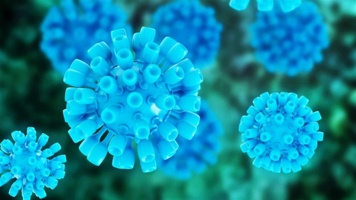 Une représentation 3D du virus de l'hépatite C.