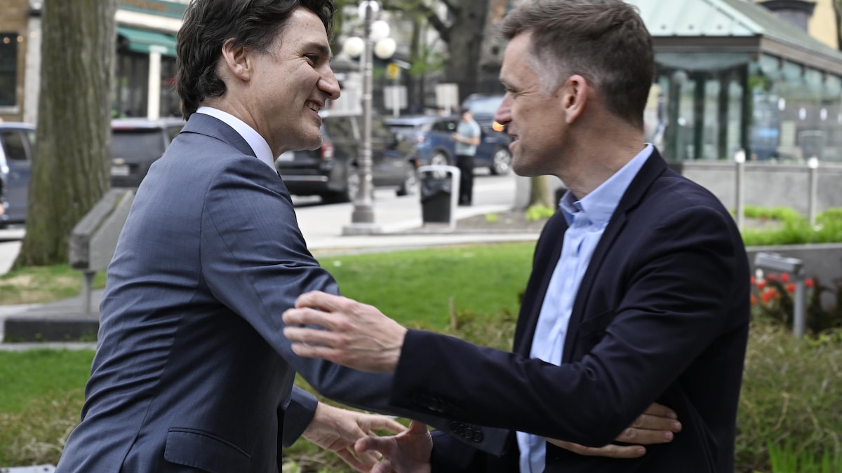 Justin Trudeau rencontre Bruno Marchand à Québec.
