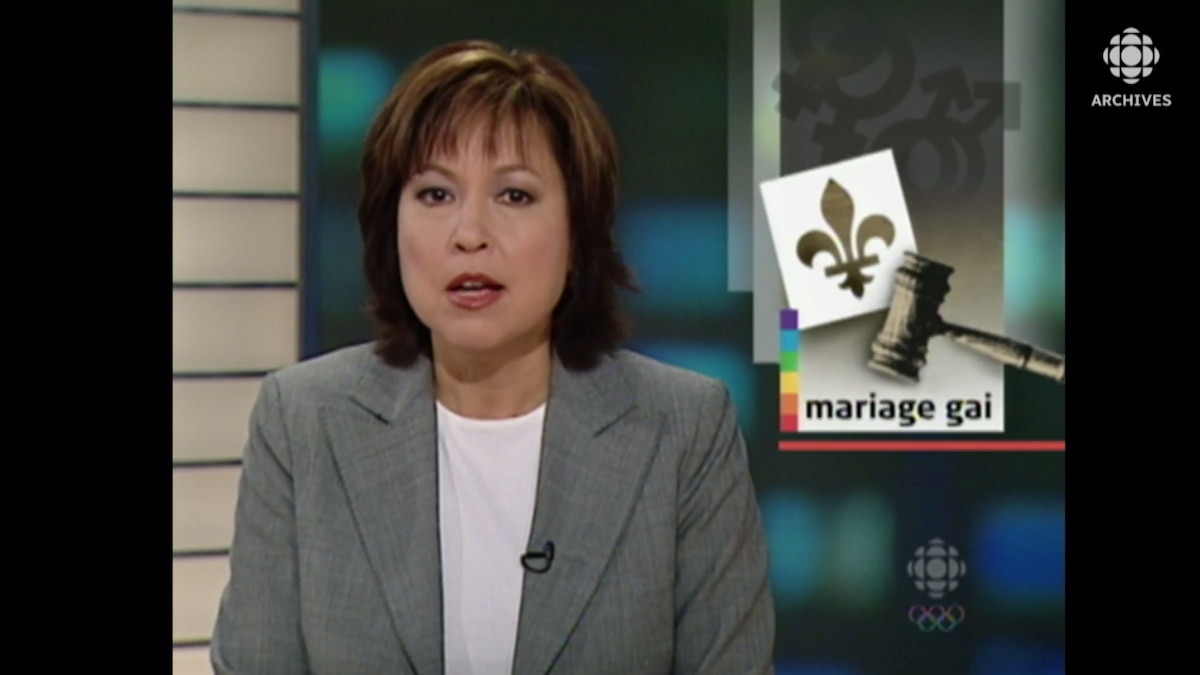 L'animatrice Céline Galipeau annonce la confirmation de la validité de la loi qui légalise les mariage en union civile pour les couples de même sexe au Québec. 