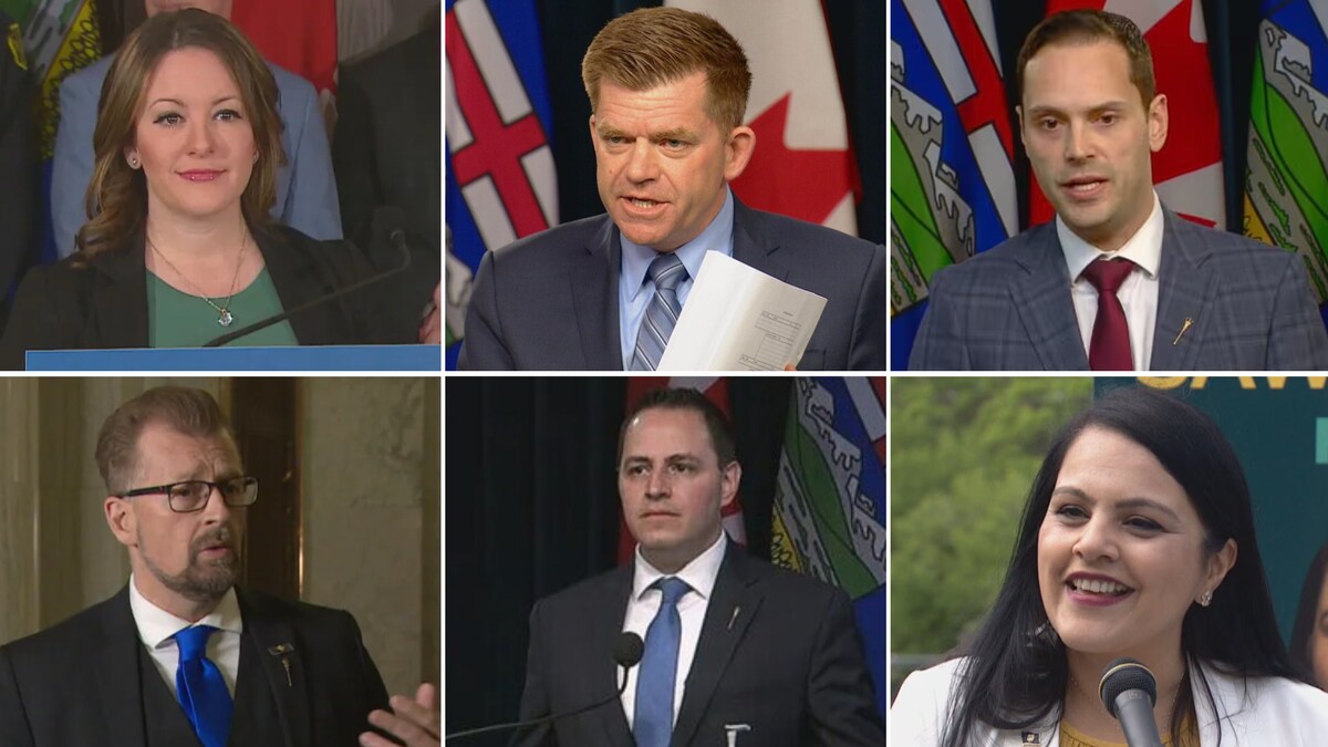 Montage de portraits de six députés.