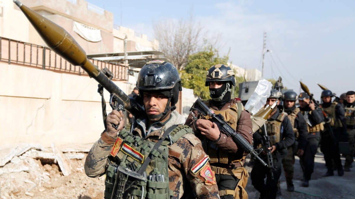 Les forces spéciales itakiennes près de l'Université de Mossoul, le 13 janvier 2017.