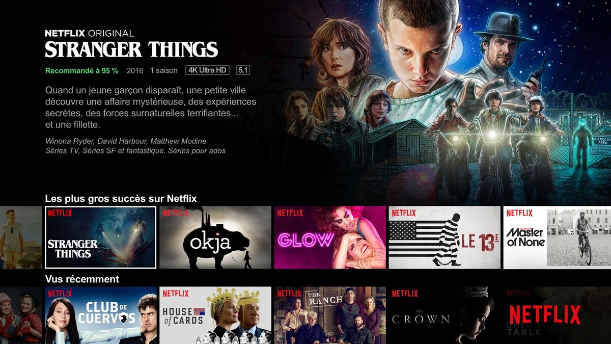 La description de la série « Stranger Things »  sur Netflix