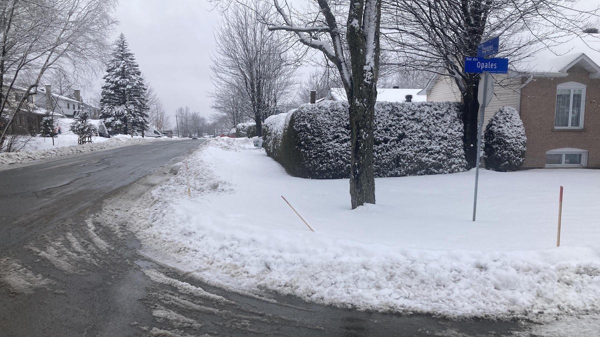 La rue des Opales sous la neige à Sherbrooke.