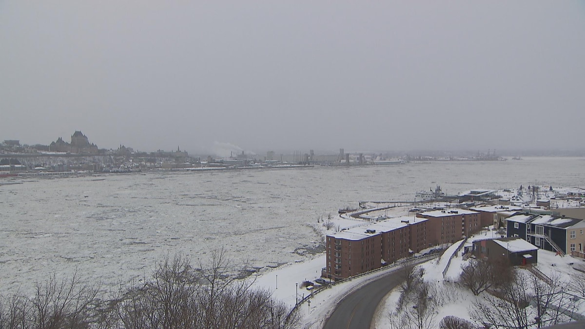 Le fleuve Saint-Laurent glacé.