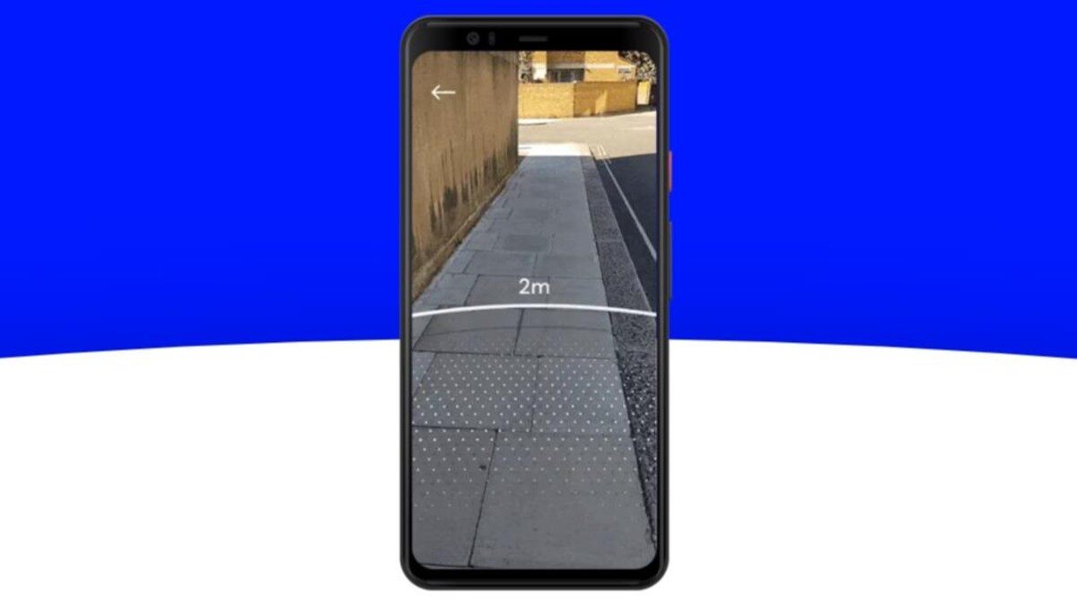 Un téléphone qui affiche un rayon de 2 mètres sur l'image issue de sa caméra.