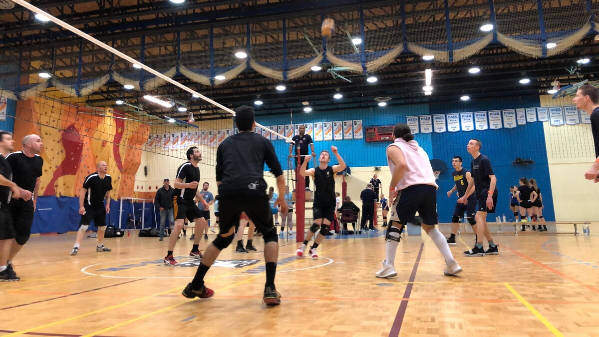 Joueurs de volley-ball en action.