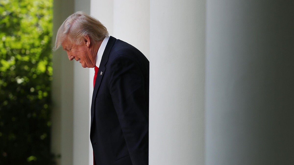 Donald Trump, vue de côté à la Maison-Blanche le 26 juillet 2017.