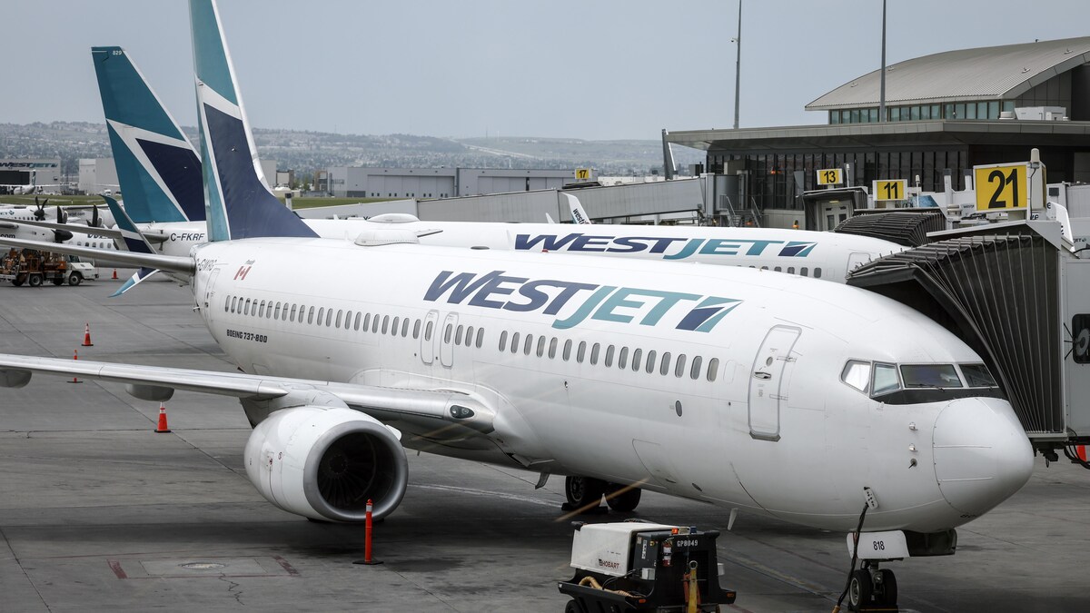 Un avion de WestJet sur le tarmac.
