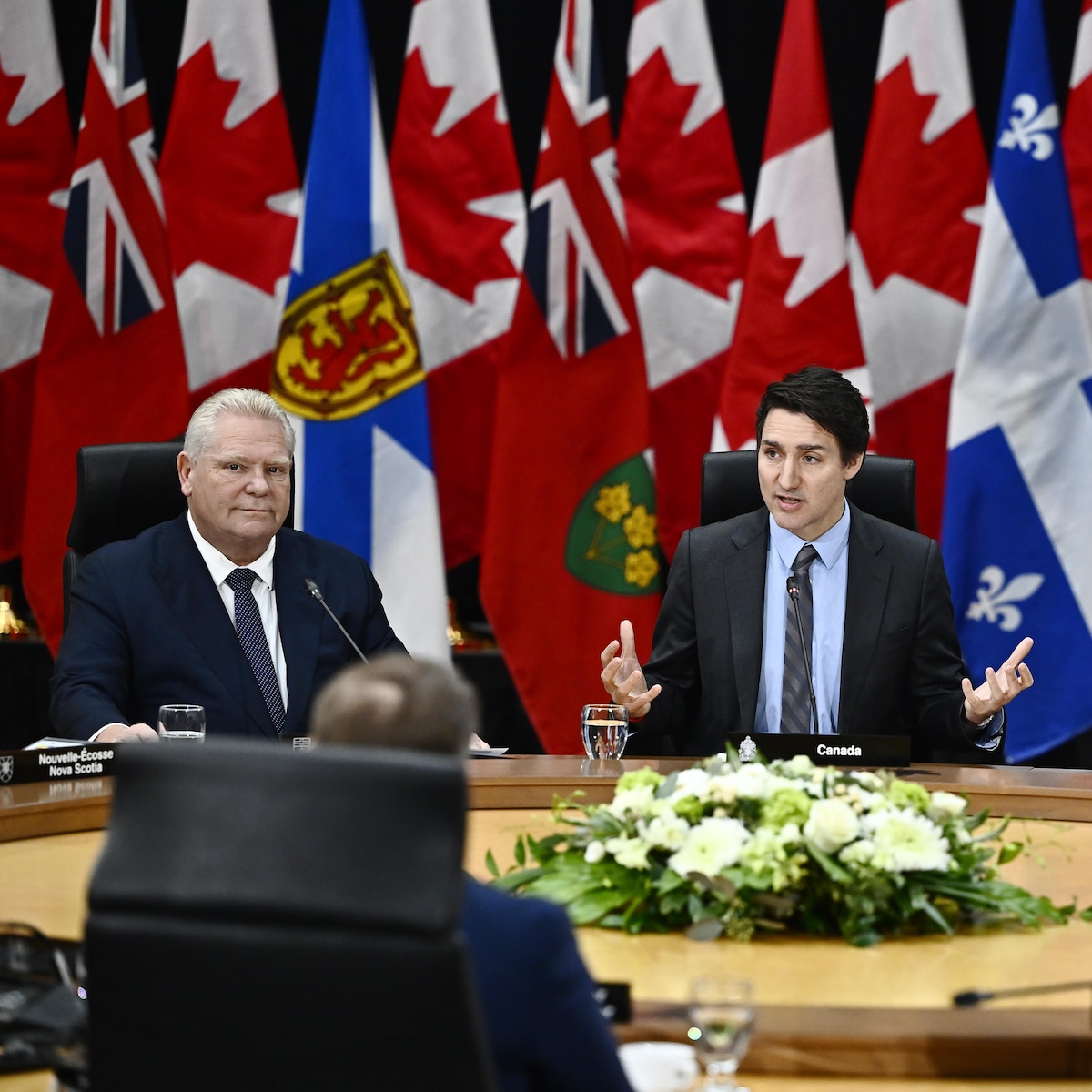 Doug Ford, Justin Trudeau et Dominic LeBlanc.