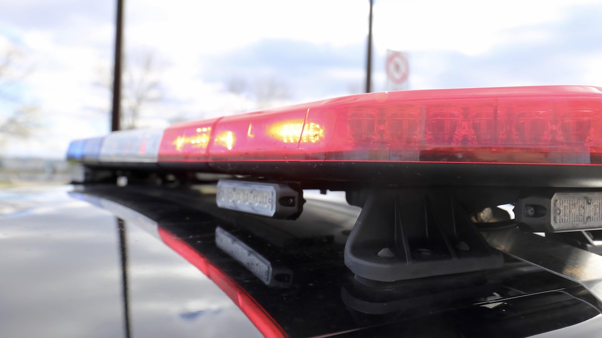 Plan rapproché des gyrophares d'un véhicule de police.
