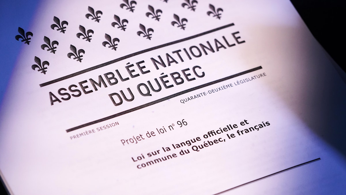 La page couverture du projet de loi 96 de l'Assemblée nationale du Québec.
