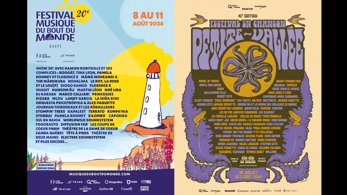 Deux affiches au thème maritime détaillent la programmation de deux festivals gaspésiens.