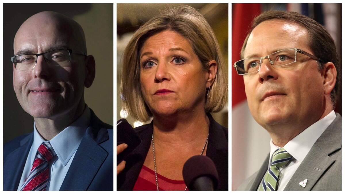 Steven Del Duca, Andrea Horwath et Mike Schreiner.