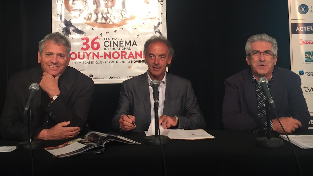 Les trois cofondateurs du Festival de cinéma international de l'Abitibi-Témiscamingue, Jacques Matte, Guy Parent et Louis Dallaire