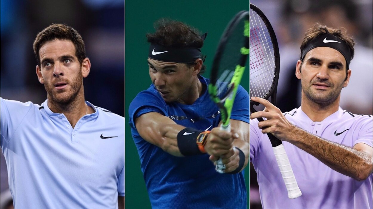 Juan Martin Del Potro, Rafael Nadal et Roger Federer