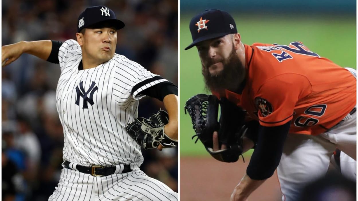 Les lanceurs Masahiro Tanaka (Yankees) et Dallas Keuchel (Astros)