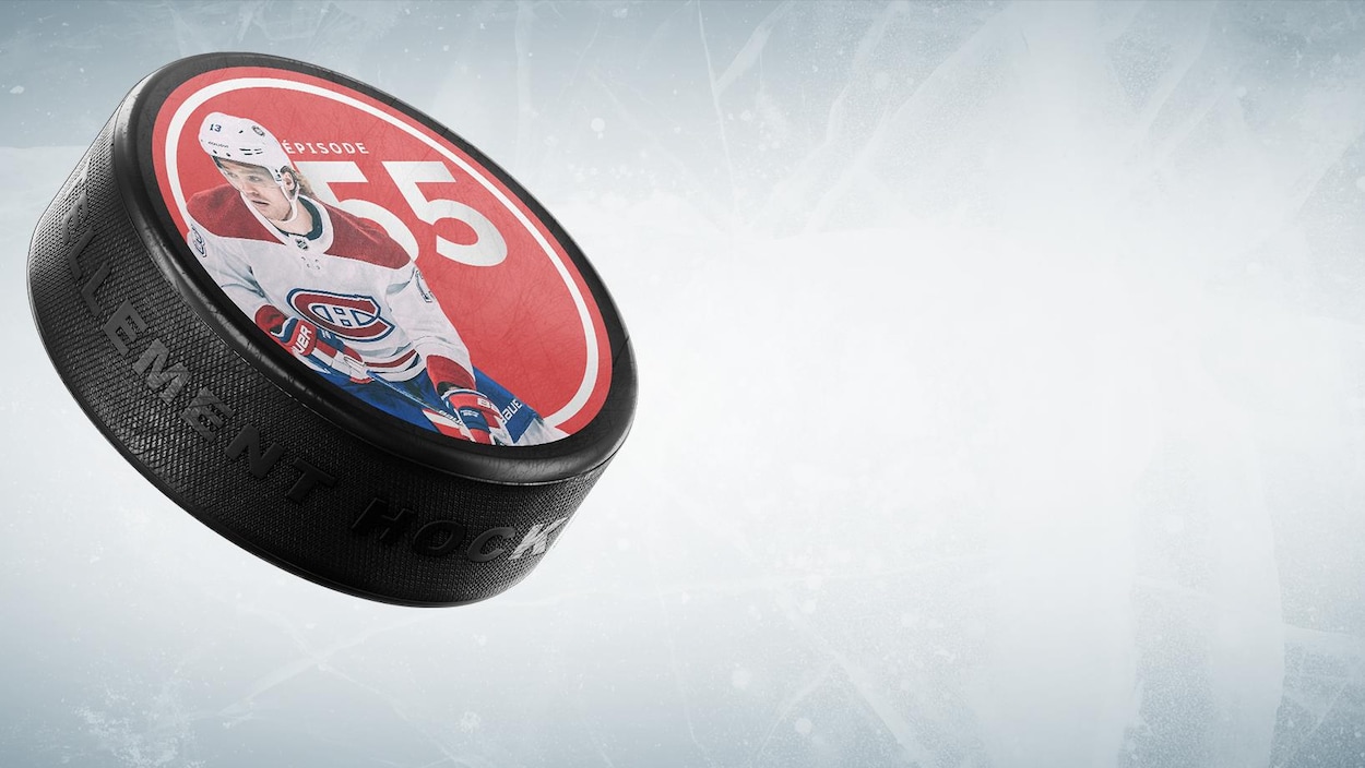 Photo de Max Domi sur une rondelle de hockey.