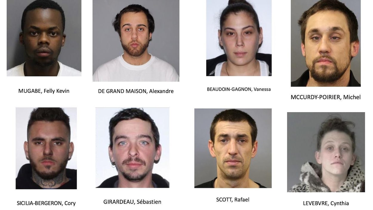 Trombinoscope des 8 personnes qui font face à des accusations dans cette affaire.