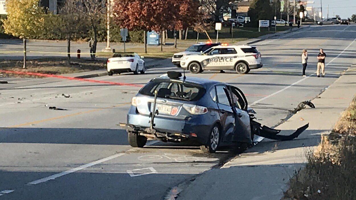 Un véhicule accidenté.
