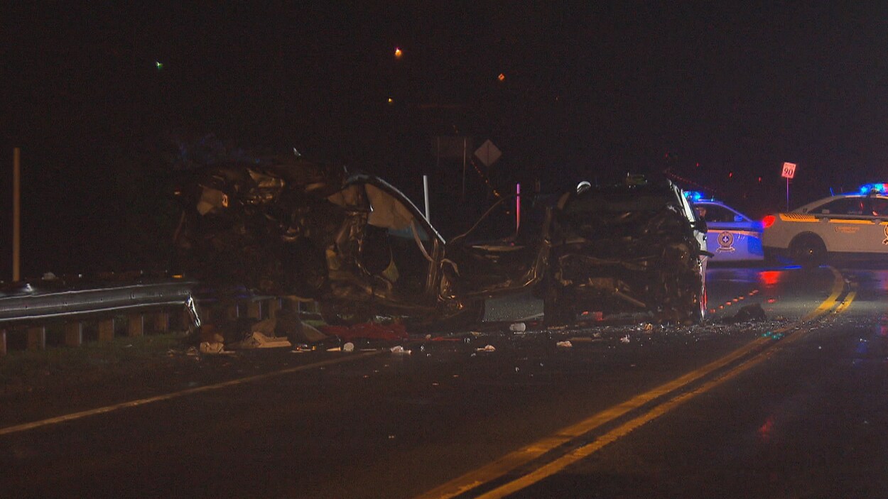Les voitures de l'accident qui est survenu sur la route 112, le 2 septembre.