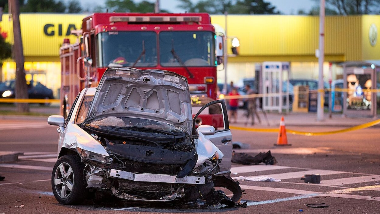 Un véhicule accidenté.