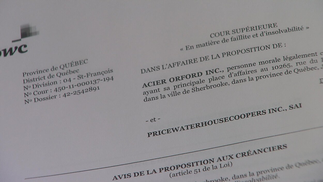 Image de l'avis de la proposition aux créanciers.