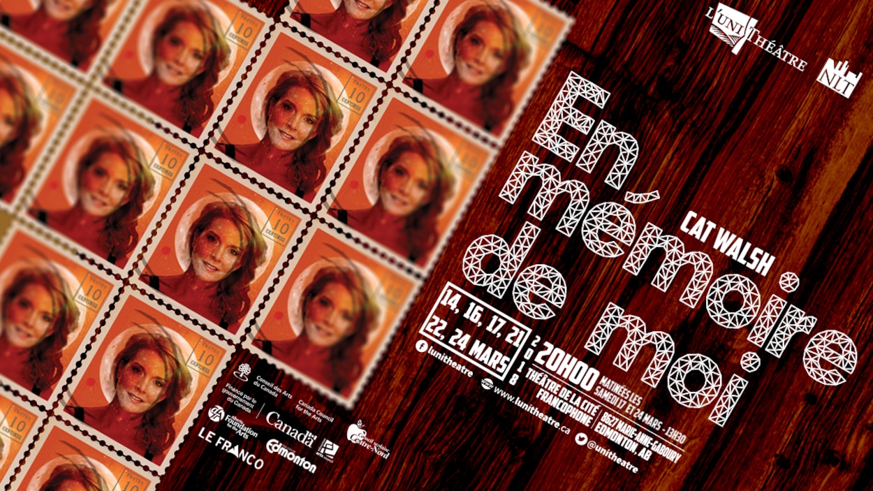 Affiche où apparaît le visage de Geneviève, rôle joué par Nicole St. Martin, en format de timbres Affiche où apparaît le visage de Geneviève, rôle joué par Nicole St. Martin, en format de timbres