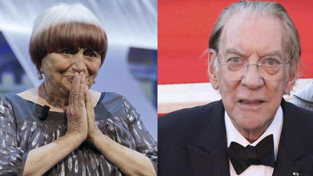 La réalisatrice Agnès Varda et l'acteur Donald Sutherland La réalisatrice Agnès Varda et l'acteur Donald Sutherland